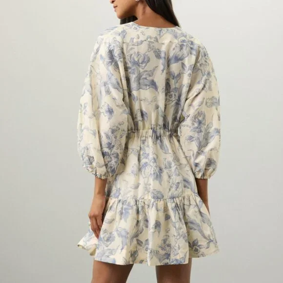 SANDRO Josella Blue Floral Dress Size 34 - Picture 4 of 8